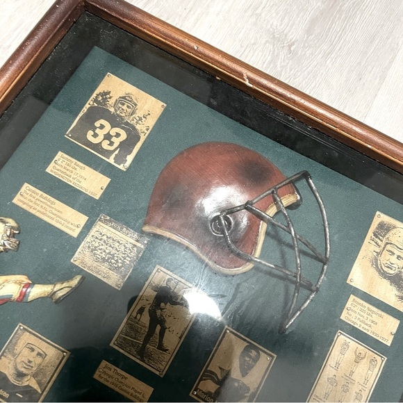 Vntg Wood Football Shadow Box Canton Bulldogs Bronko Nagurski Marion Motley - Picture 2 of 11